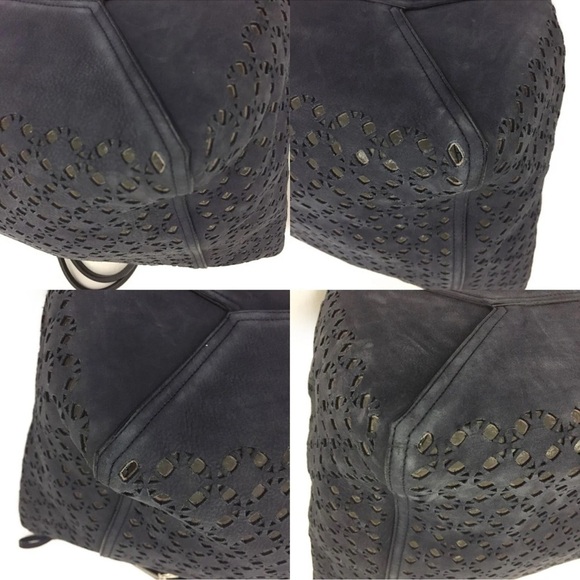 Loewe Navy blue Punching Leather Shoulder Tote Bag PERFECT SUMMER BAG “Anagram” - Picture 8 of 13